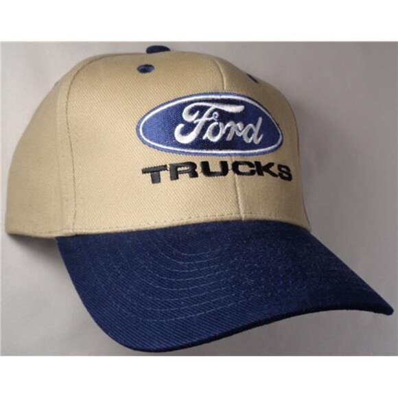 Retro Vintage Style Hat Licensed Cap Ford Truck Trucks Navy Blue Bill Tan F150 main image 2